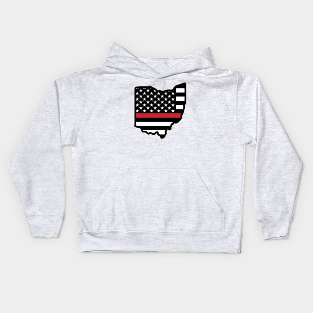 Thin Red Stripe  Ohio Flag Kids Hoodie by DarkwingDave